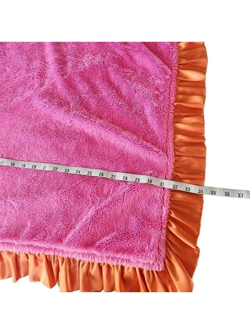 Razzle baby satin / plush Minky wooby security baby blanket floral pink & orange